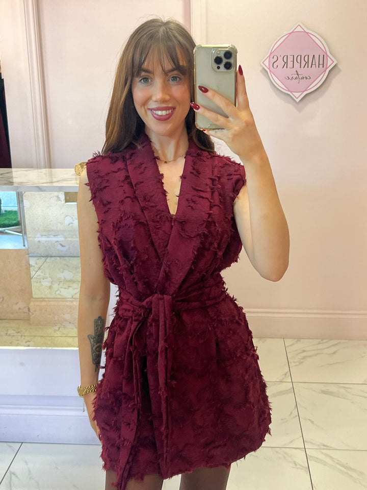 Bella Textured Fabric Elasticated Waist Playsuit