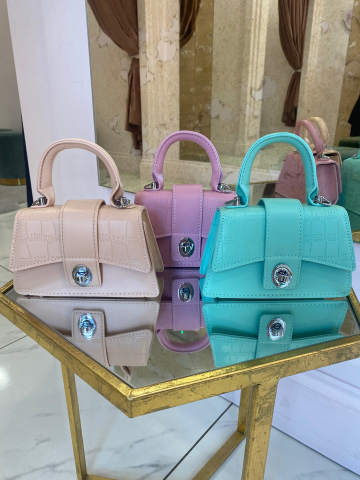 Sara Mini Pastel Top Handle Bag With Detachable Chain