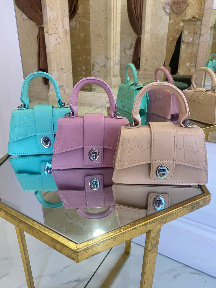 Sara Mini Pastel Top Handle Bag With Detachable Chain