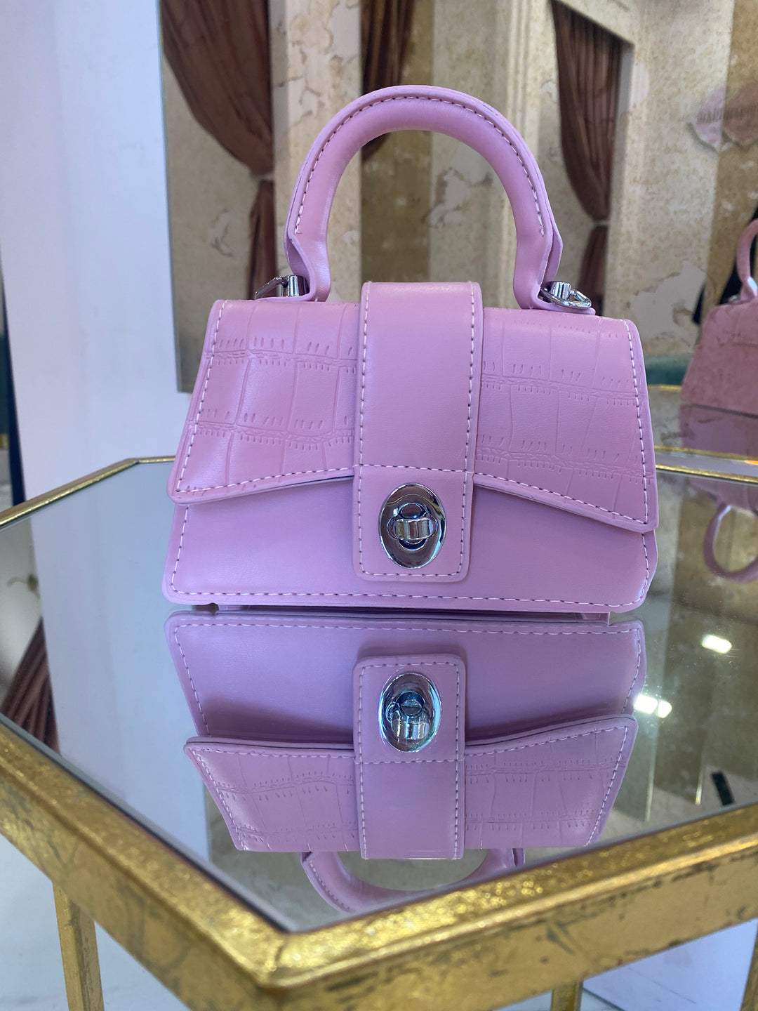Sara Mini Pastel Top Handle Bag With Detachable Chain