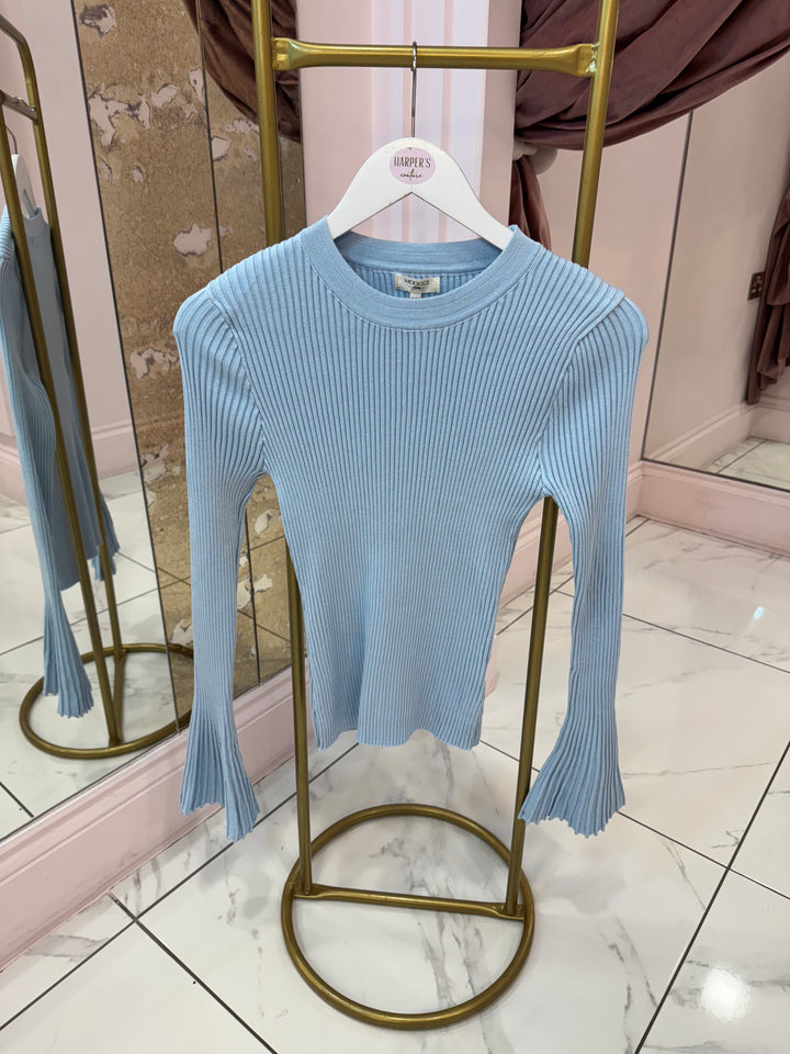 Caris Super Soft Ribbed Knit Fluted Sleeve Jumper