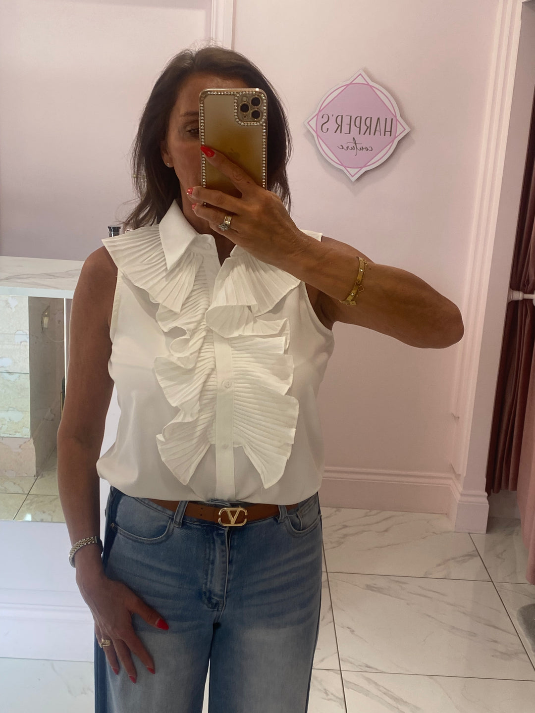 Tara Ruffle Sleeveless Blouse