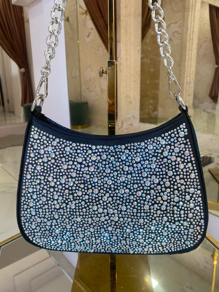 Petra Sparkly Rhinestone Black Bag