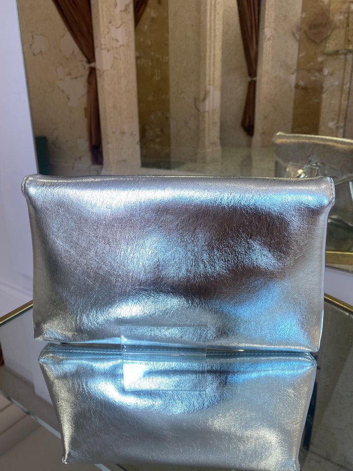 Ellie Silver Envelope Clutch Bag With Detachable Strap