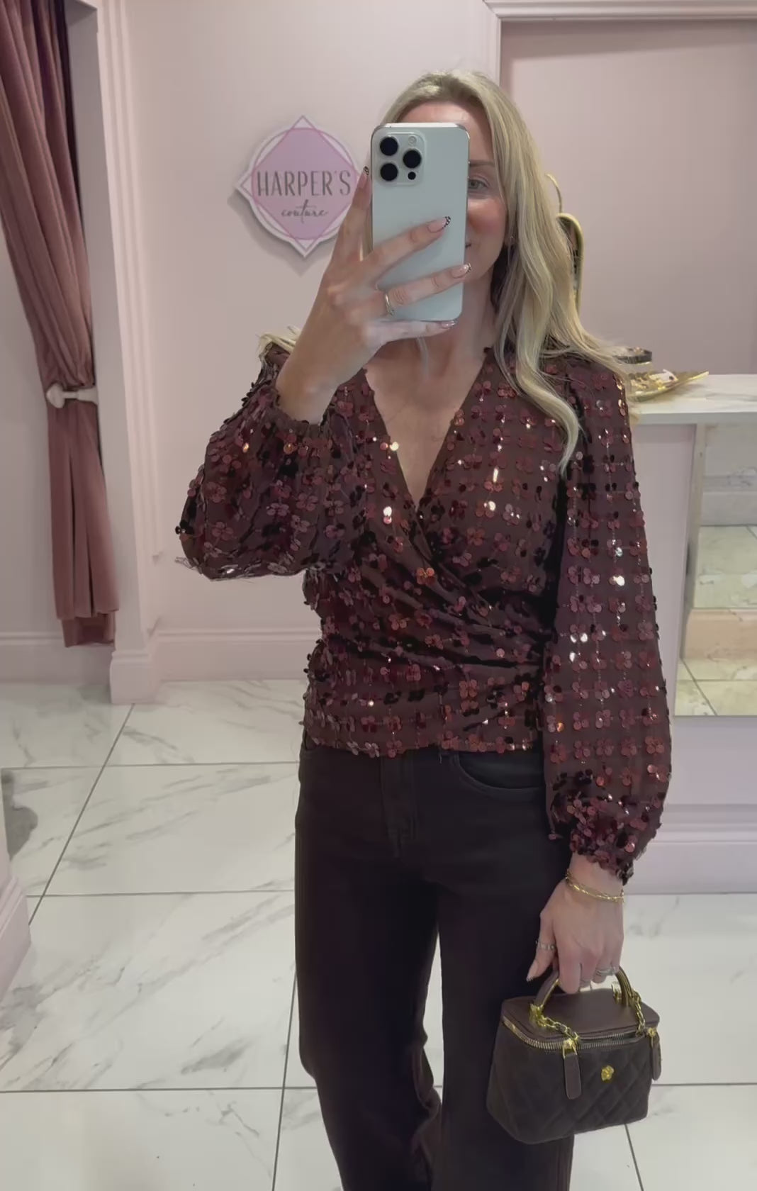 Tiffany Sequin Wrap Top